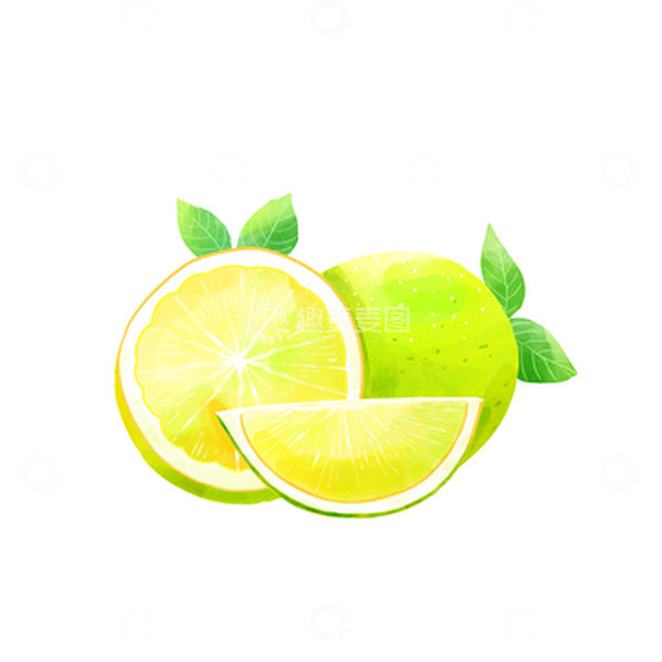 源文件下载【趣麦麦图】清新水彩柠檬小暑元素