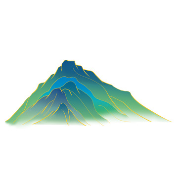 国潮山水山丘山脉手绘元素