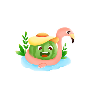 手绘小暑西瓜夏天装饰元素