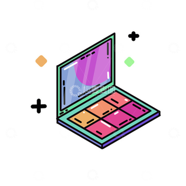 源文件下载【趣麦麦图】孟菲斯风格化妆品眼影盘电商装饰图