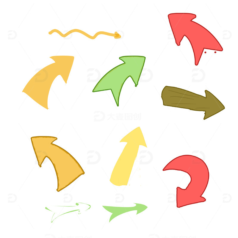 源文件下载【趣麦麦图】卡通手绘可爱箭头儿童节海报童趣活力图标