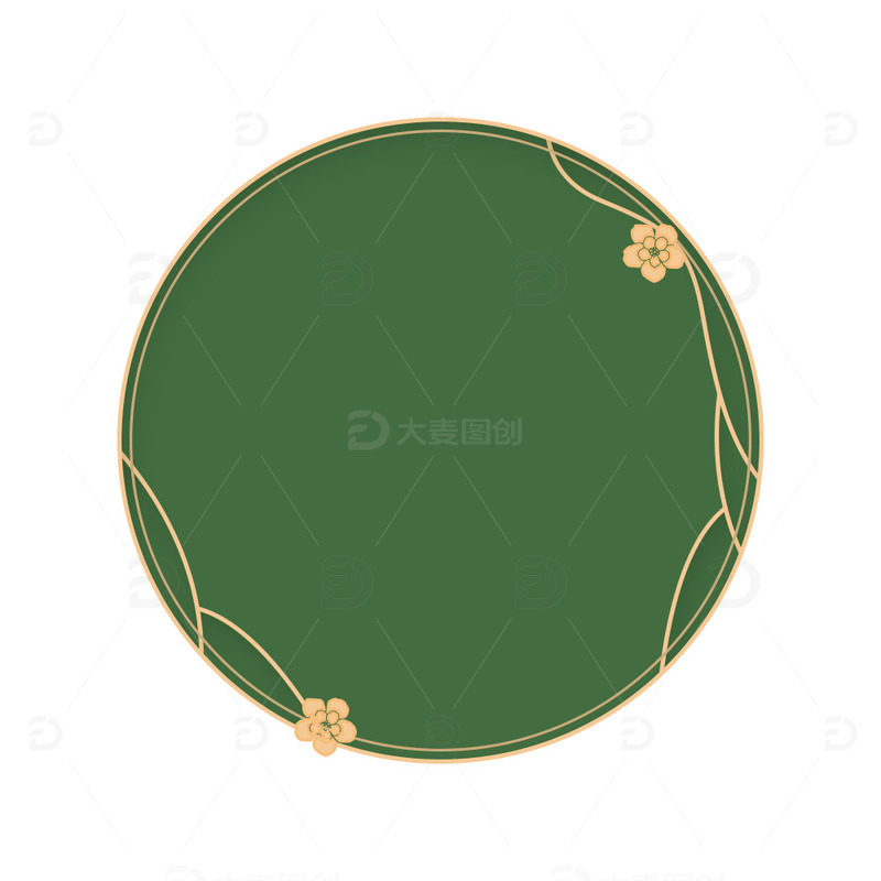 绿色国潮圆形边框复古中国风元素