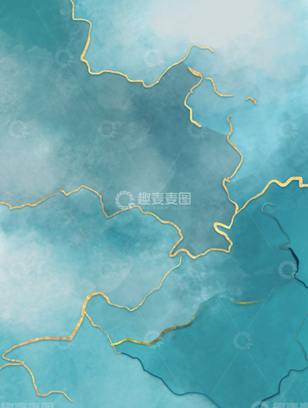 源文件下载【趣麦麦图】蓝色水墨渐变晕染金箔纹理背景