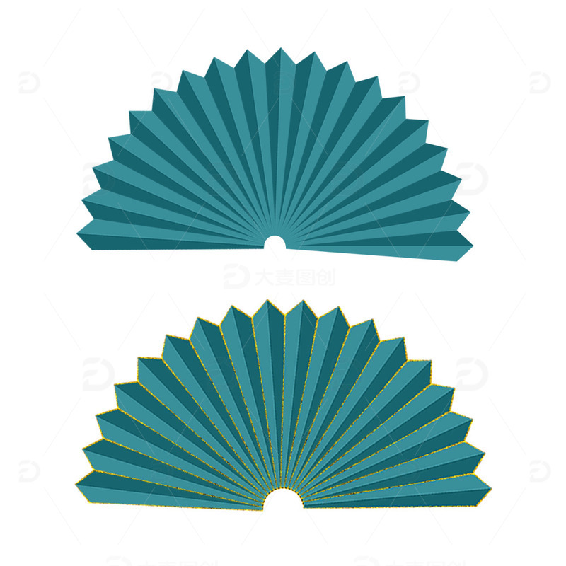 绿色复古装饰扇子元素