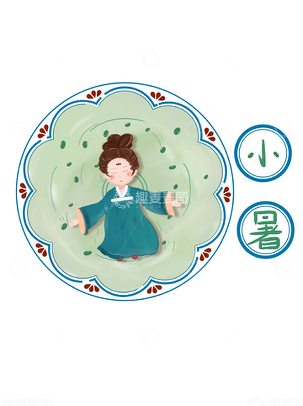 源文件下载【趣麦麦图】绿色插画小暑绿豆汤国潮插画小暑国潮手绘图