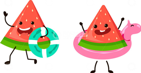 夏天小暑处暑西瓜海边游泳冲浪元素