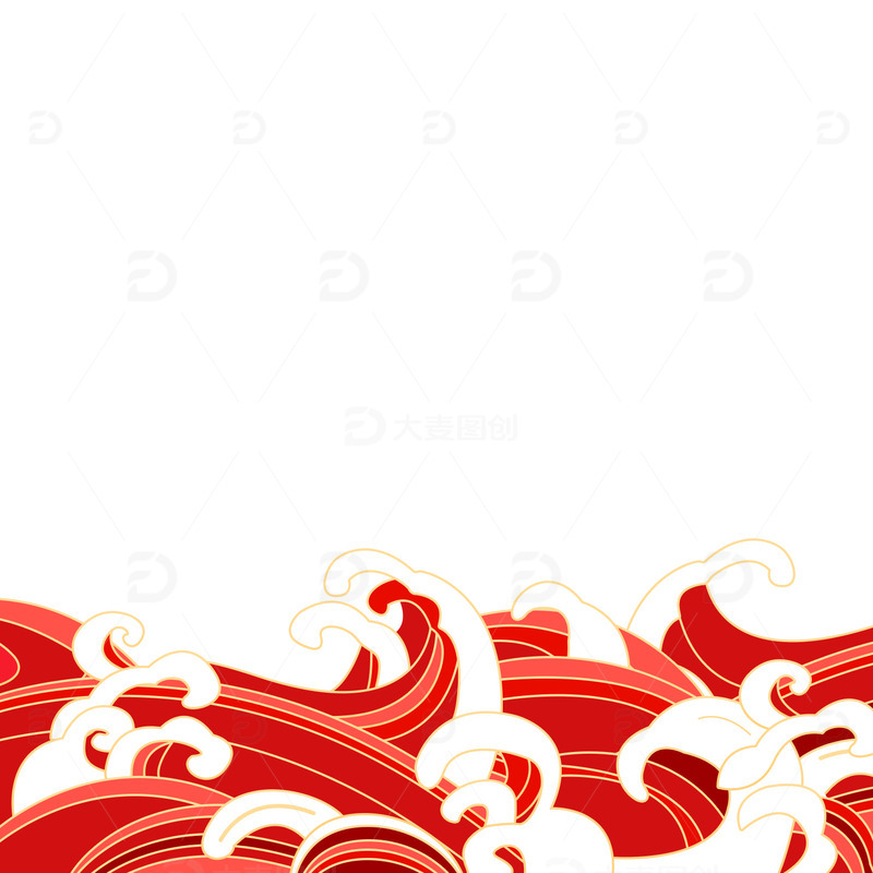 源文件下载【趣麦麦图】国潮中国风浪花手绘