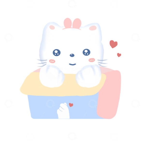 源文件下载【趣麦麦图】卡通可爱手绘箱子猫元素