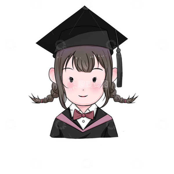 源文件下载【趣麦麦图】粉黑色可爱毕业季学士服女孩