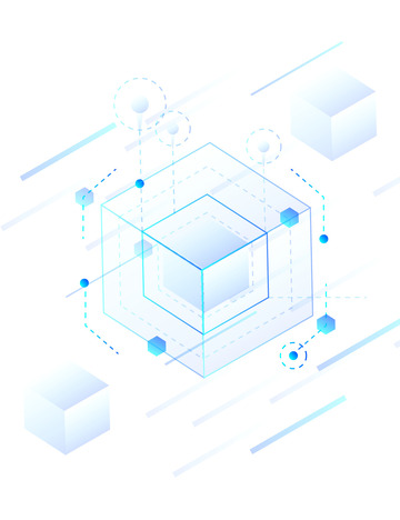 科技互联网立体方块几何图形装饰插画