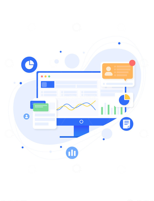 源文件下载【趣麦麦图】-科技互联网电脑统计名片插画矢量图