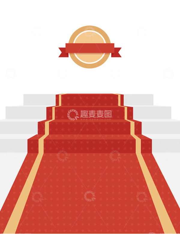 源文件下载【趣麦麦图】卡通企业商务舞台楼梯红毯装饰矢量图