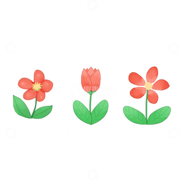 源文件下载【趣麦麦图】一朵小红花手绘花朵郁金香装饰春天幼儿园