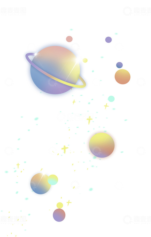 源文件下载【趣麦麦图】彩色扁平星球宇宙手绘