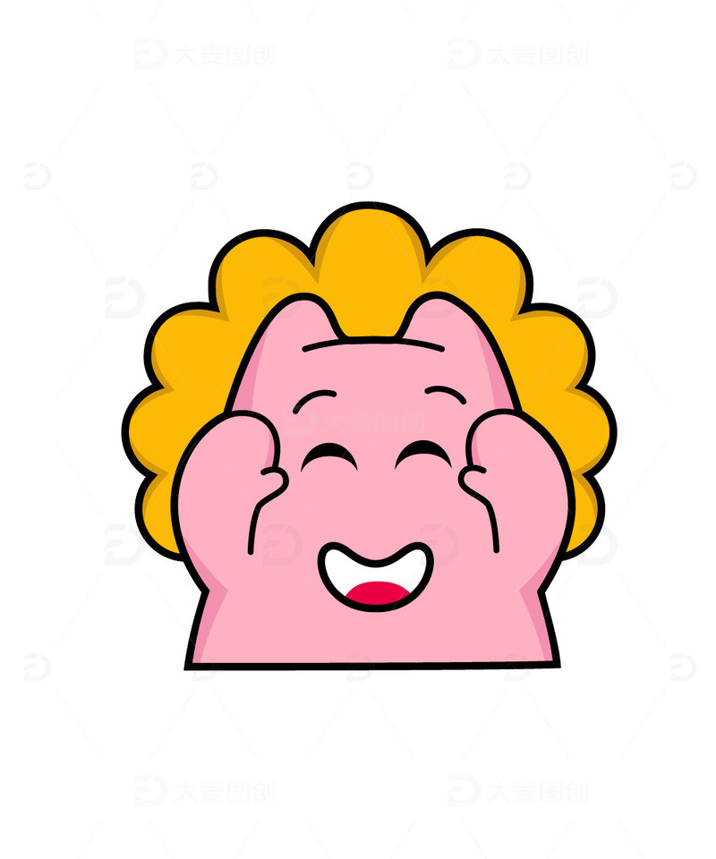 脑袋开花IP表情包卡通人物微笑打招呼