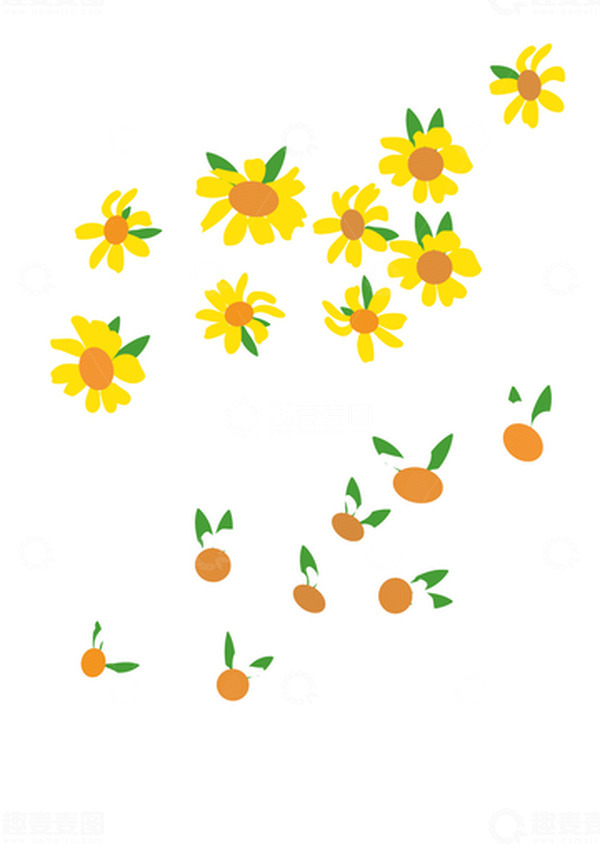 源文件下载【趣麦麦图】黄色白色小清新雏菊花朵手绘图