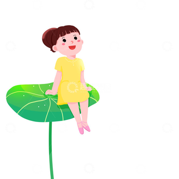 源文件下载【趣麦麦图】荷叶乘凉的小女孩夏天小暑元素