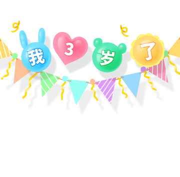 周岁宴生日气球庆祝我3岁了可爱数字可改