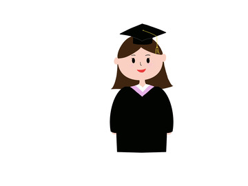 黑色卡通学士服大学生毕业手绘图