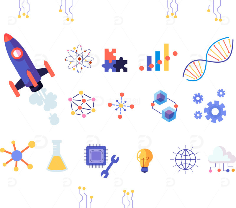 多彩矢量科技元素