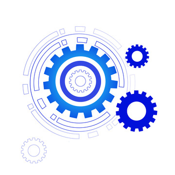 矢量蓝色渐变科技感工业齿轮