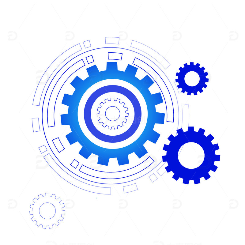 矢量蓝色渐变科技感工业齿轮