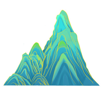 国潮山水山峰山丘手绘山元素