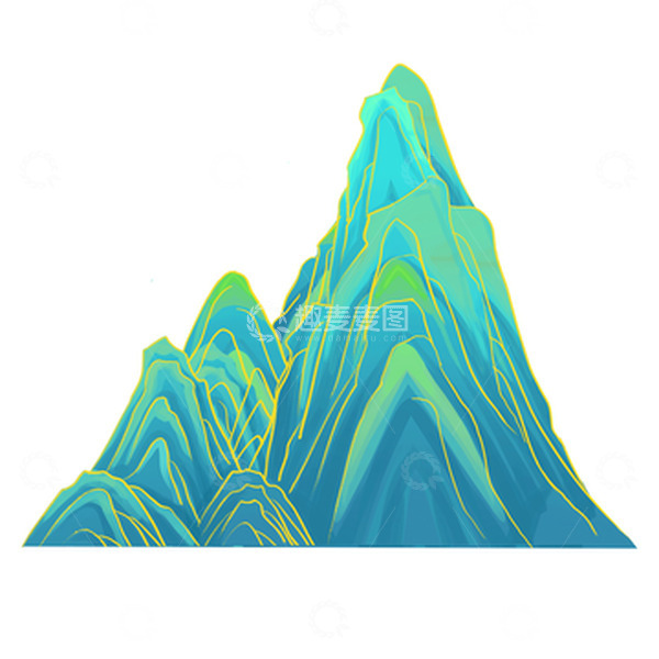 源文件下载【趣麦麦图】国潮山水山峰山丘手绘山元素