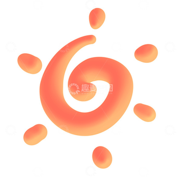 夏天橙色3D太阳手绘涂鸦