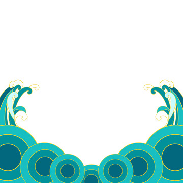 国潮海浪纹海浪边框海浪纹手绘海浪元素