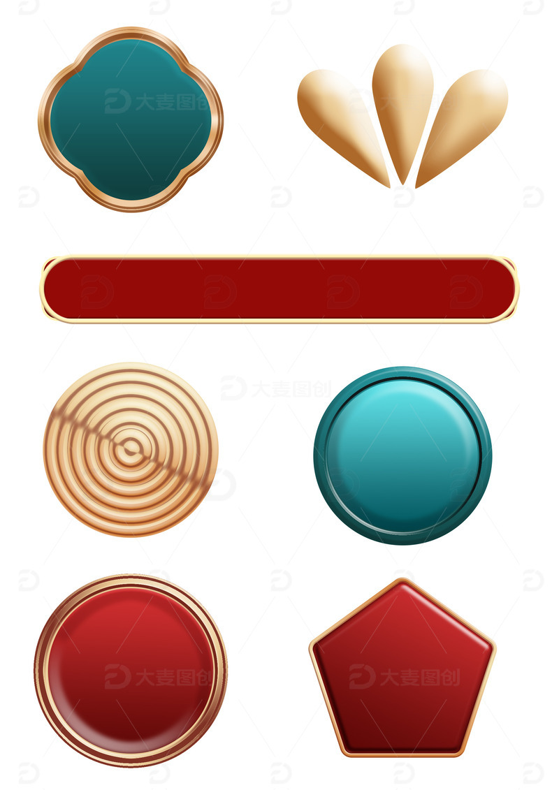 源文件下载【趣麦麦图】金色绿色红色国潮底衬装饰文字底部边框素材