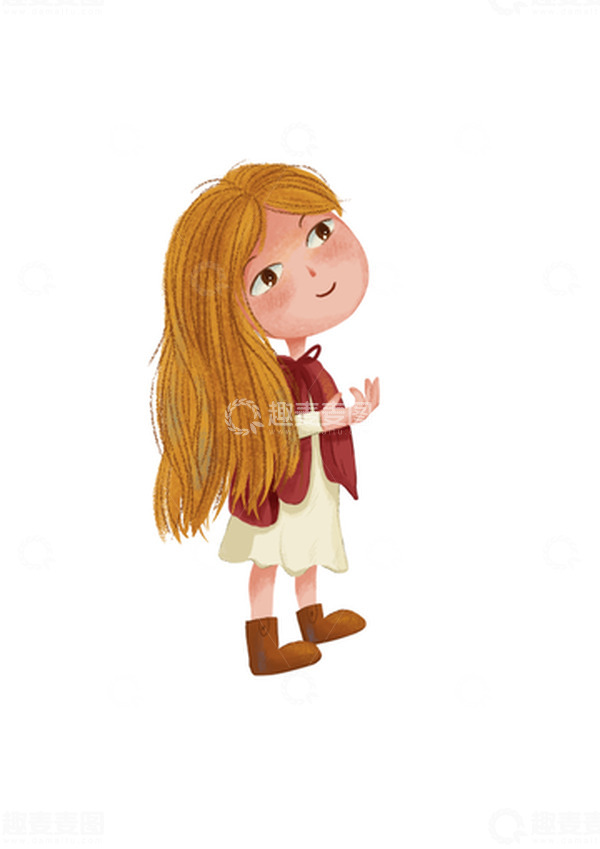 源文件下载【趣麦麦图】-暖色绘本风小女孩手绘图