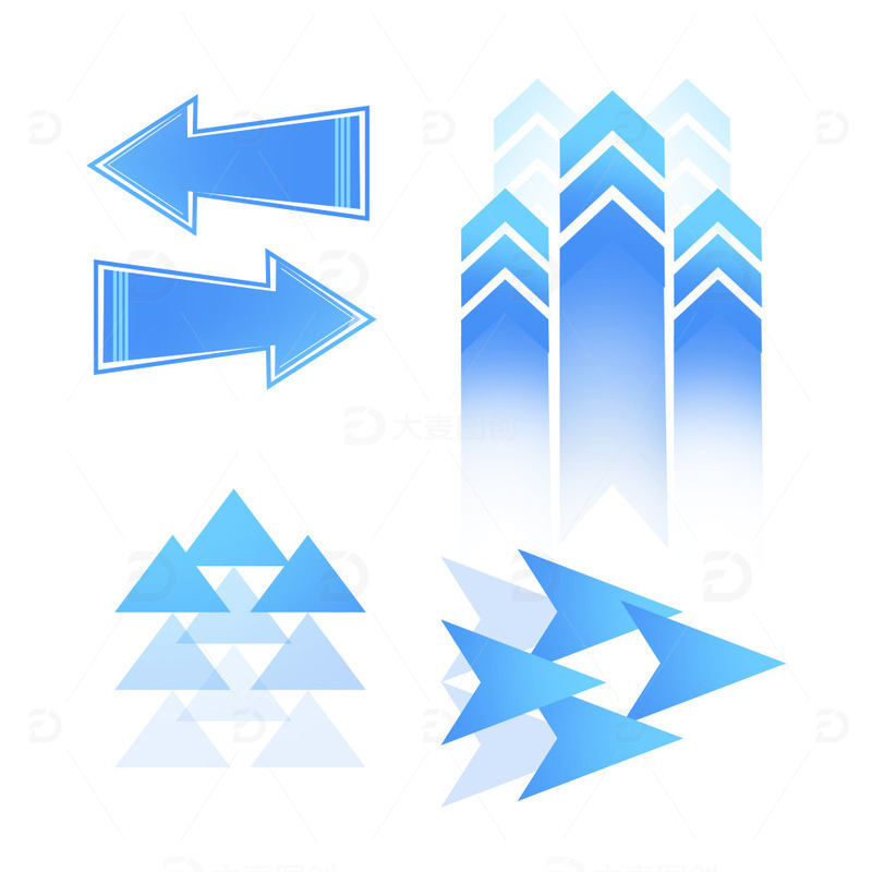 源文件下载【趣麦麦图】简约蓝色扁平科技箭头元素