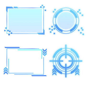 简约蓝色科技感科技风边框元素