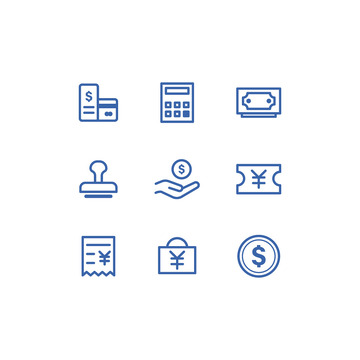 蓝色线性财务系统管理图标