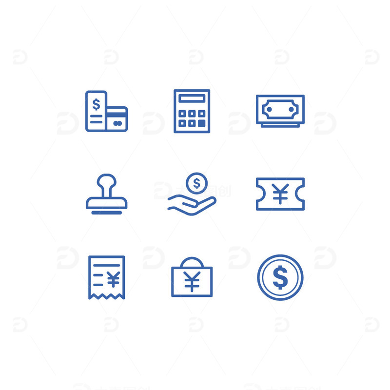 蓝色线性财务系统管理图标