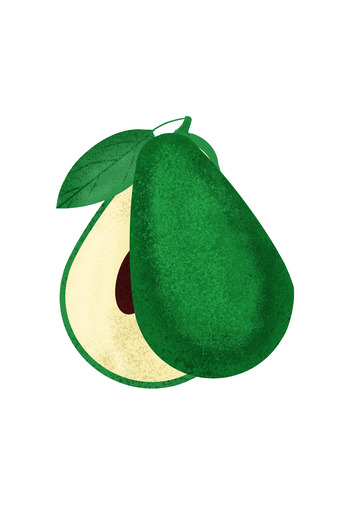 绿色水果牛油果手绘