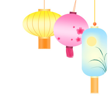 彩色灯笼花灯七夕元素