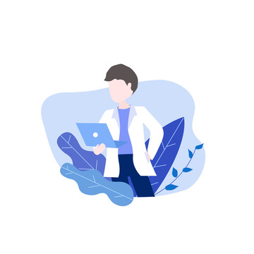 蓝色扁平商务办公人物插画素材