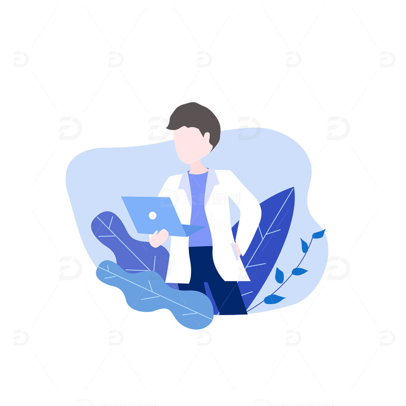 源文件下载【趣麦麦图】蓝色扁平商务办公人物插画素材