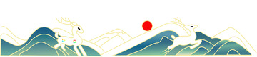 国潮山间小鹿插画