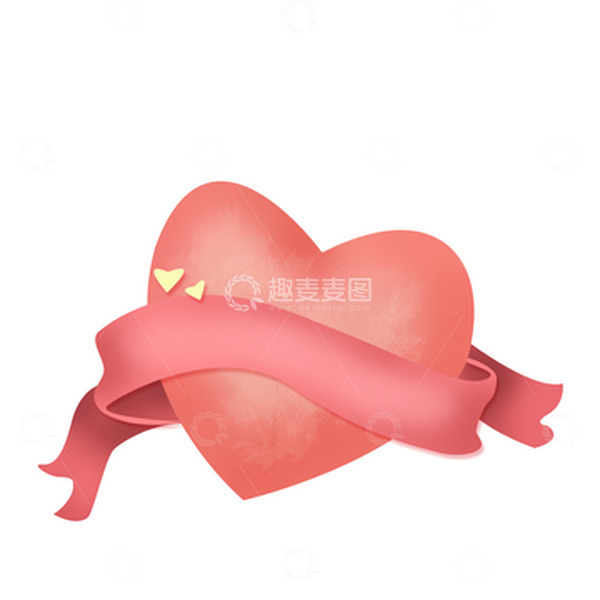 源文件下载【趣麦麦图】粉色爱心七夕情人节飘带标题栏素材