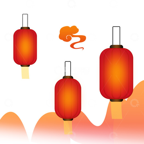 源文件下载【趣麦麦图】七夕古风红色灯笼