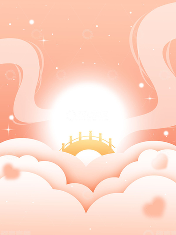 源文件下载【趣麦麦图】爱心月亮七夕海报背景