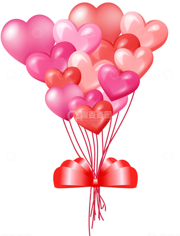 源文件下载【趣麦麦图】浪漫七夕粉色爱心气球花束