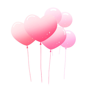 甜蜜梦幻爱心气球七夕元素