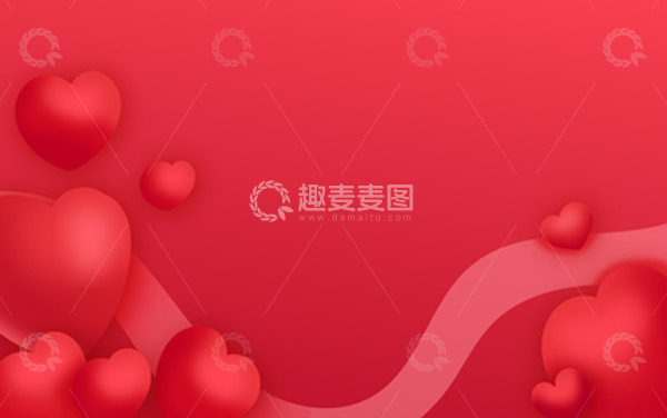 源文件下载【趣麦麦图】矢量手绘红色渐变爱心七夕背景