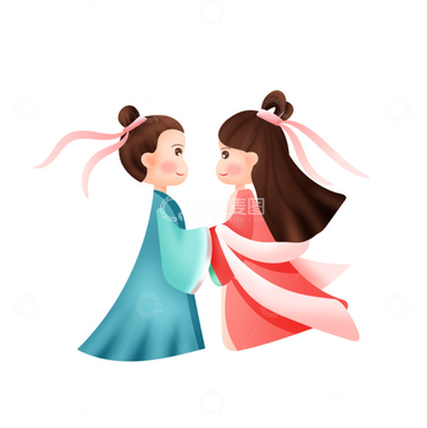 源文件下载【趣麦麦图】矢量手绘七夕牛郎织女卡通人物装饰元素