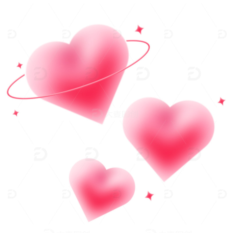 源文件下载【趣麦麦图】弥散风格情人节小爱心