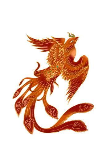 国风手绘插画凤凰元素